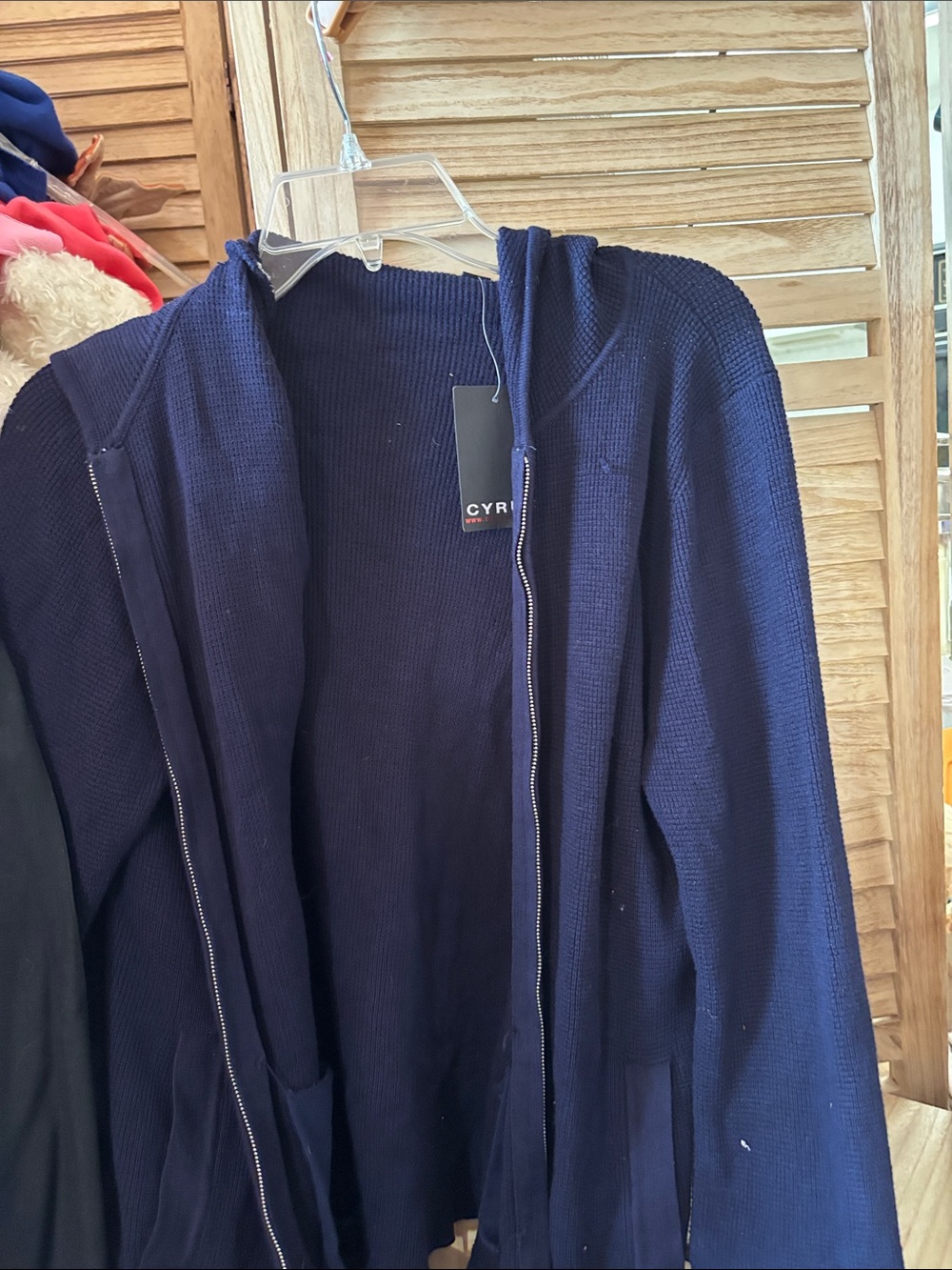 Cyrus Navy Hooded Zip Sweater for Ladies XL NWT